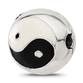 Sterling Silver Reflections Enameled Yin Yang Hinged Bead